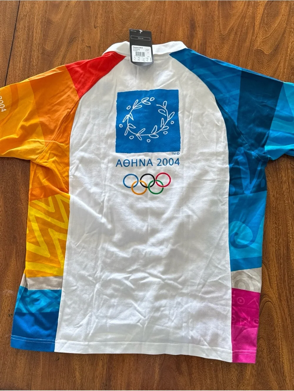 White Multicolor Athens 2004 Olympic Polo Shirt NWT